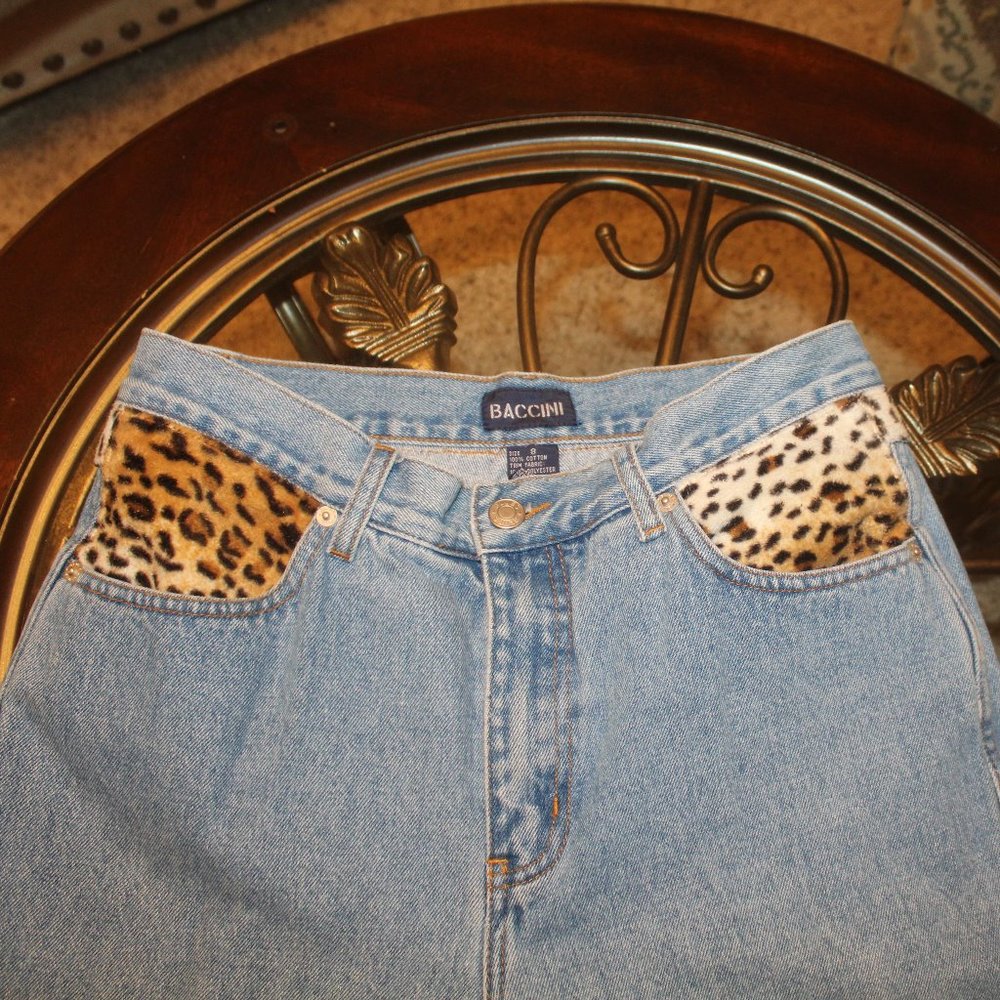 LEOPARD TRIM JEANS